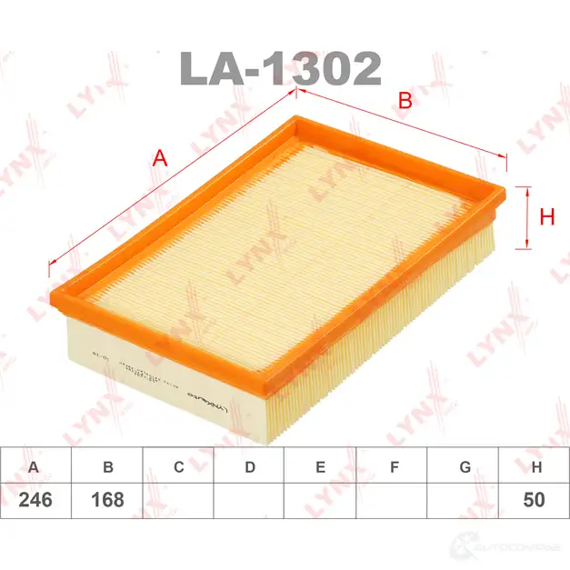 Воздушный фильтр LYNXAUTO 3648290 0DZ2 O 4905601007266 LA-1302