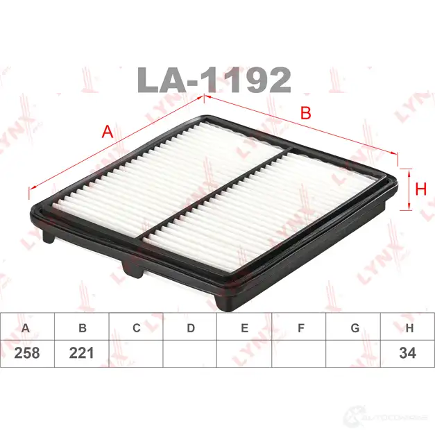 Воздушный фильтр LYNXAUTO LA-1192 3648233 9 BTCT 4905601004166