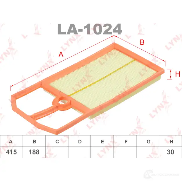 Воздушный фильтр LYNXAUTO 3648158 KQ WYY4 LA-1024 4905601007822