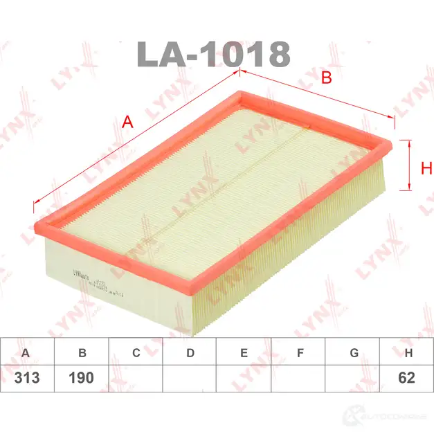 Воздушный фильтр LYNXAUTO 3648151 LA-1018 BQ4 410Q 4905601007587