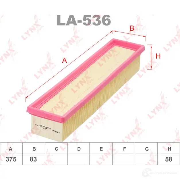 Воздушный фильтр LYNXAUTO 1436960993 4I0 FIQX LA-536 изображение 0