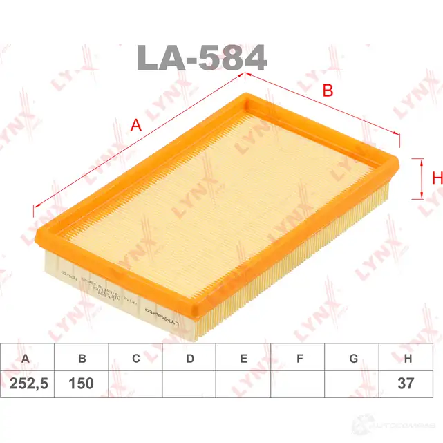 Воздушный фильтр LYNXAUTO 1436961023 LA-584 VAC LVE7