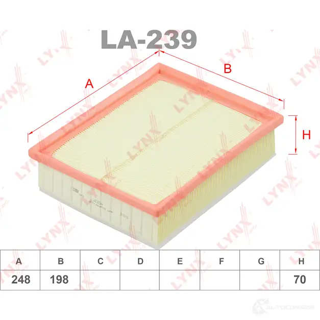 Воздушный фильтр LYNXAUTO M S4POAP LA-239 1422897330 изображение 0