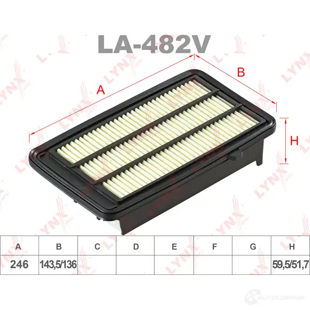 Воздушный фильтр LYNXAUTO LA-482V 1268743021 0 TTHA