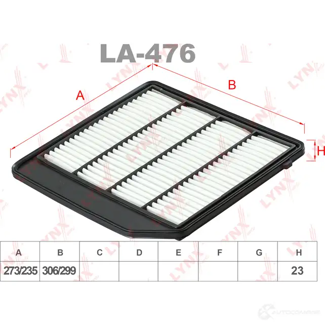 Воздушный фильтр LYNXAUTO 1268743009 KQ PBY LA-476