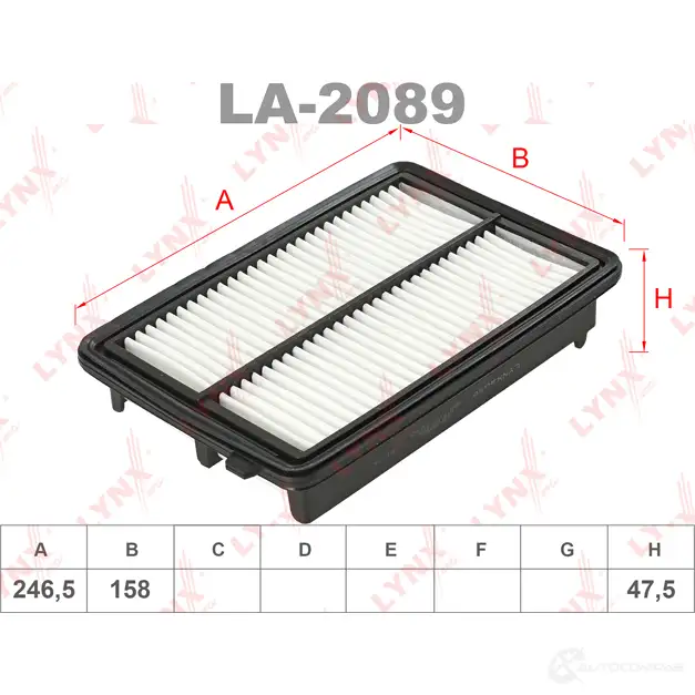 Воздушный фильтр LYNXAUTO LA-2089 3648673 H 4KG1
