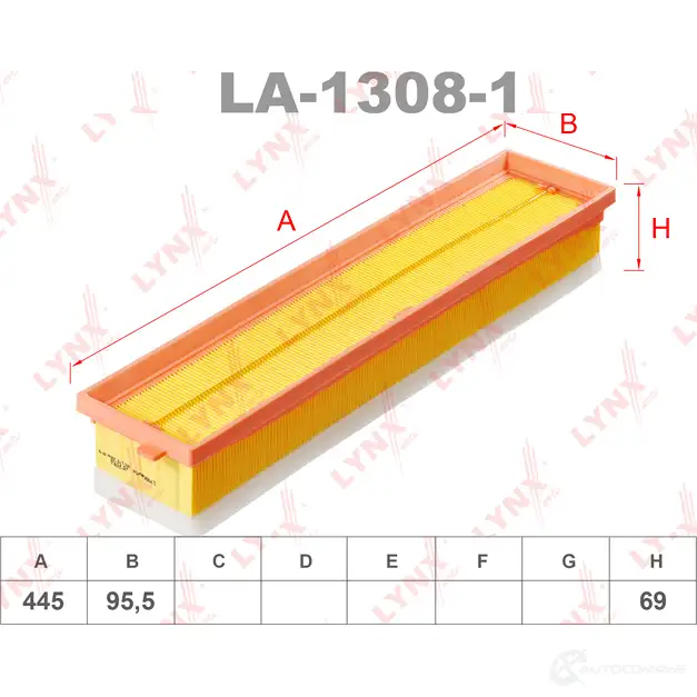 Воздушный фильтр LYNXAUTO LA-1308-1 0A0 W4S 3648298 изображение 0