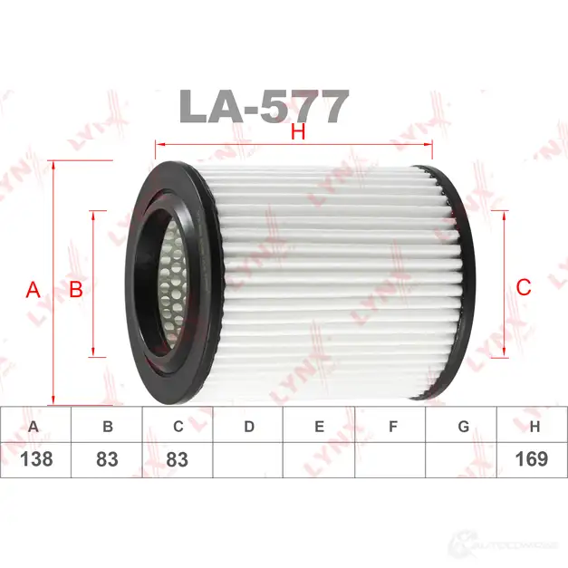 Воздушный фильтр LYNXAUTO LA-577 5RCJ WN 3648809 4905601005439