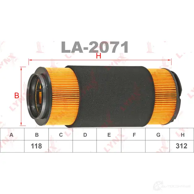 Воздушный фильтр LYNXAUTO LA-2071 MS00L H 3648655 4905601064597 изображение 1