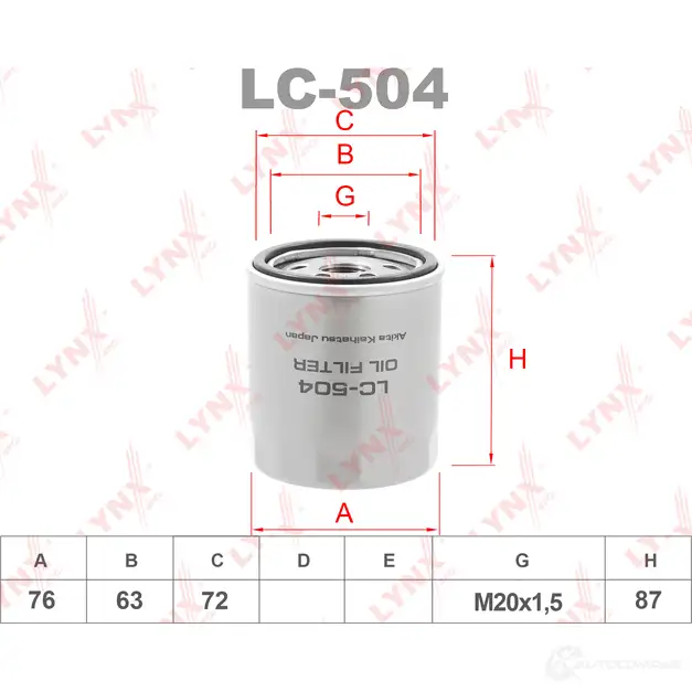 Масляный фильтр LYNXAUTO 1422898125 4TZUU 3U LC-504 изображение 0