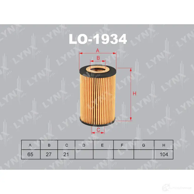 Масляный фильтр LYNXAUTO 3649965 YBHR 9 LO-1934 изображение 1