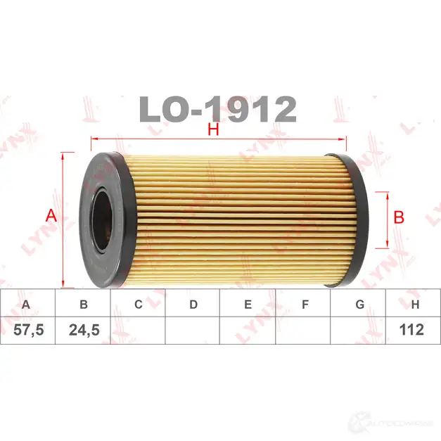 Масляный фильтр LYNXAUTO 3649948 LO-1912 Y 19OON изображение 1