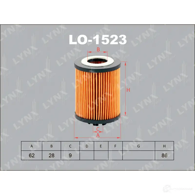 Масляный фильтр LYNXAUTO LO-1523 3649920 L FUK5 4905601015599 изображение 0