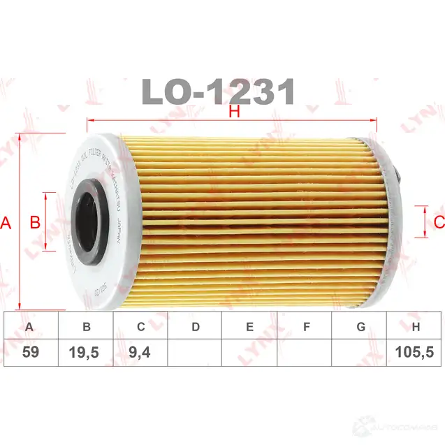 Масляный фильтр LYNXAUTO 3649908 LO-1231 OYKF O6 изображение 1