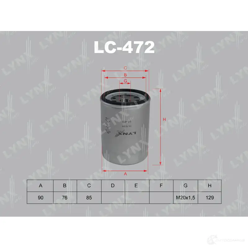 Масляный фильтр LYNXAUTO 4905601006115 LC-472 24B 2N 656306286