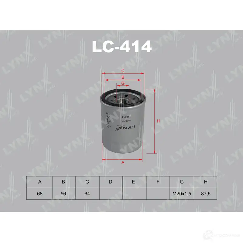 Масляный фильтр LYNXAUTO 97I BRA LC-414 3649450 4905601006078