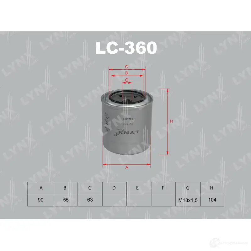 Масляный фильтр LYNXAUTO SX5P 72 LC-360 4905601006054 3649447