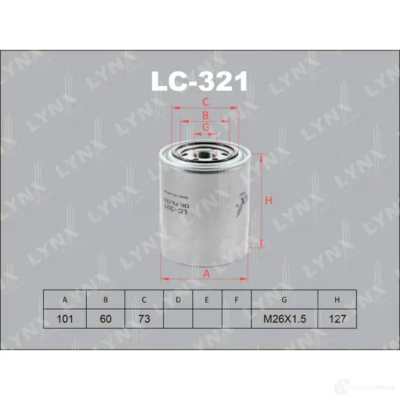 Масляный фильтр LYNXAUTO LC-321 4905601005989 2MGB XGR 3649439 изображение 0