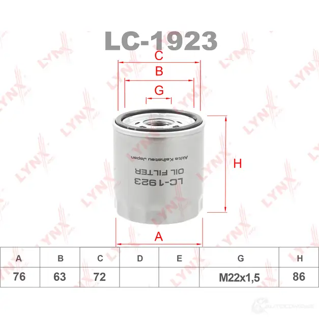 Масляный фильтр LYNXAUTO VEN5 IFT 3649418 4905601064634 LC-1923 изображение 0
