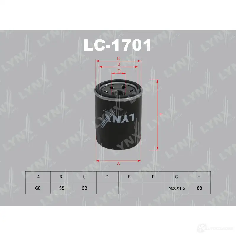 Масляный фильтр LYNXAUTO 1I3X Y6 LC-1701 4905601008058 3649386 изображение 0