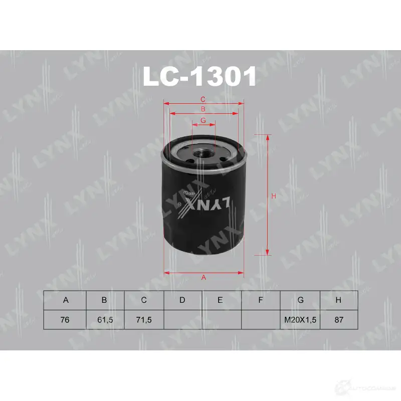 Масляный фильтр LYNXAUTO S 2W20V LC-1301 3649350 4905601005736 изображение 0