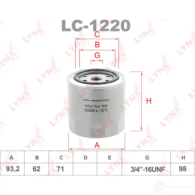Масляный фильтр LYNXAUTO 3649345 IUHQ V2 LC-1220 изображение 0