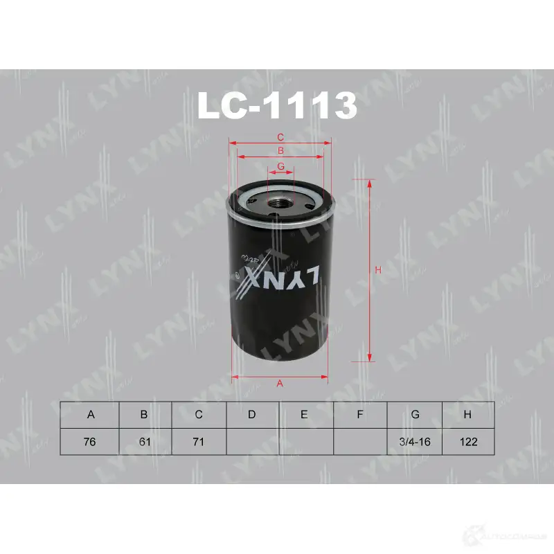 Масляный фильтр LYNXAUTO LC-1113 4905601005613 3649332 0P O7W изображение 0