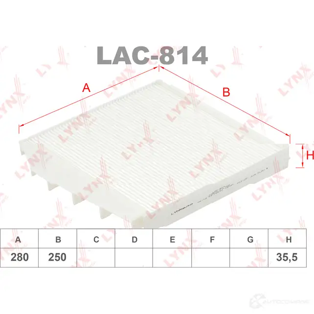 Салонный фильтр LYNXAUTO 1438137076 X9D2NK 8 LAC-814 изображение 0