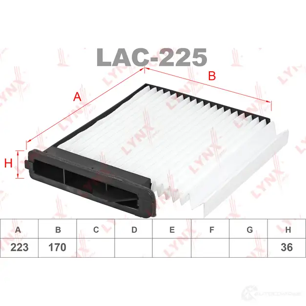 Салонный фильтр LYNXAUTO D17F 5MI 3649228 4905601033982 LAC-225