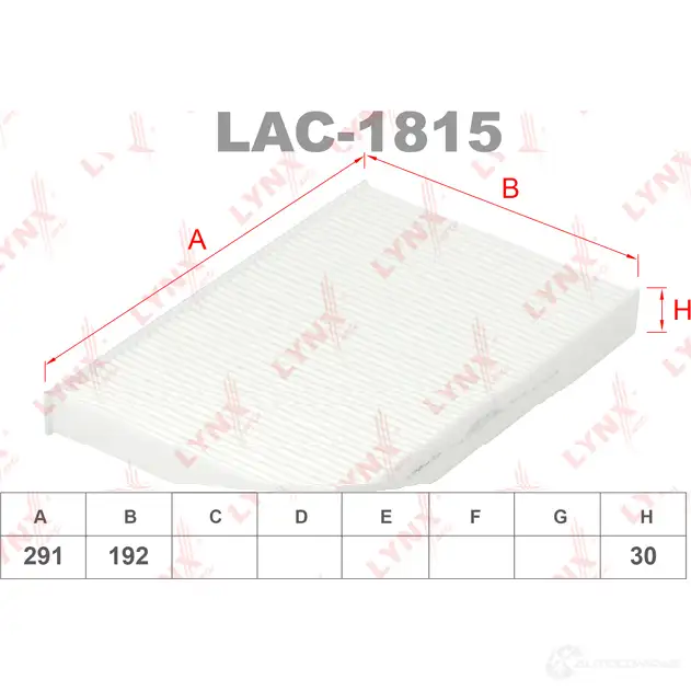 Салонный фильтр LYNXAUTO LAC-1815 3649132 2A4 8G