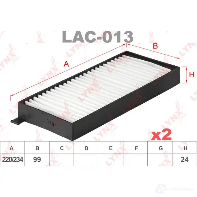 Салонный фильтр LYNXAUTO 3648879 4905601013137 LAC-013 FO 0HXK