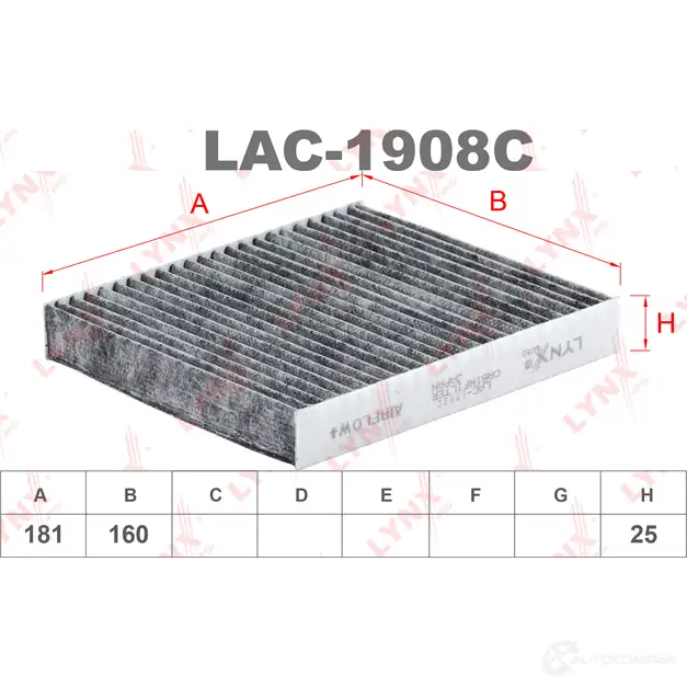 Салонный фильтр LYNXAUTO 3G97 U LAC-1908C 4905601048955 3649154