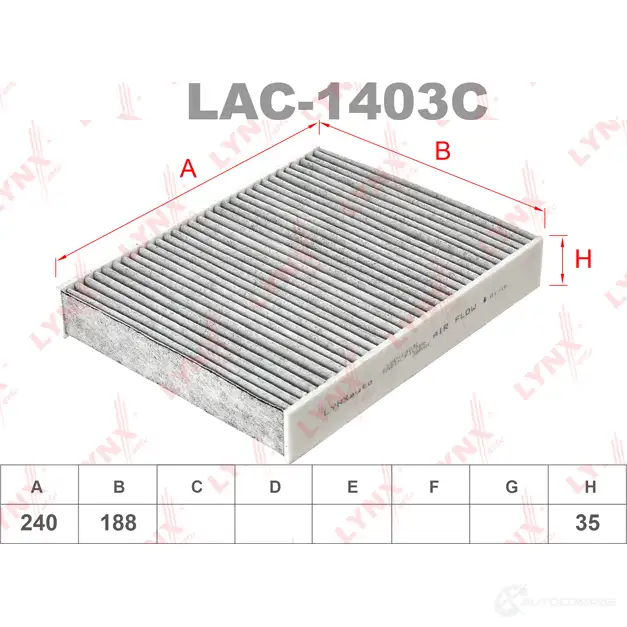 Салонный фильтр LYNXAUTO 4905601015261 T JANCZ8 3649039 LAC-1403C
