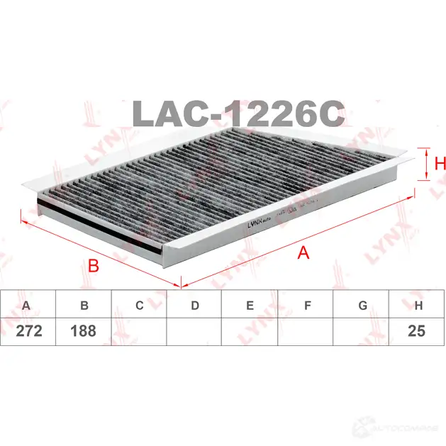 Салонный фильтр LYNXAUTO 4905601058213 7C SGH 3648981 LAC-1226C