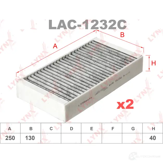 Салонный фильтр LYNXAUTO 3648993 GU4J GTS LAC-1232C 4905601037379