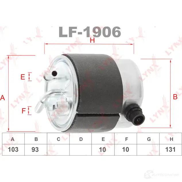 Топливный фильтр LYNXAUTO LF-1906 3649701 HCXZF C изображение 1