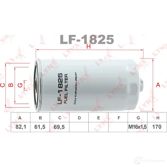 Топливный фильтр LYNXAUTO LF-1825 I CZWGGR 3649690 изображение 1