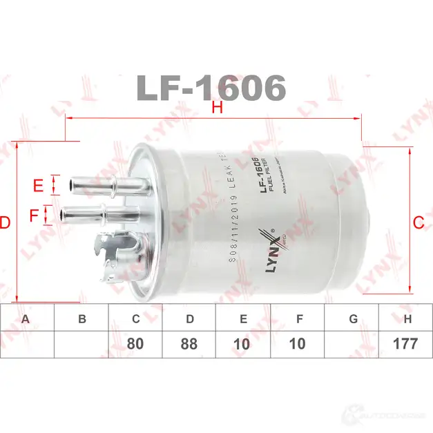 Топливный фильтр LYNXAUTO LF-1606 3649642 M N6WZ изображение 1