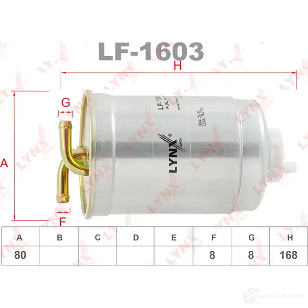 Топливный фильтр LYNXAUTO 3649639 UI1LB U LF-1603 изображение 2