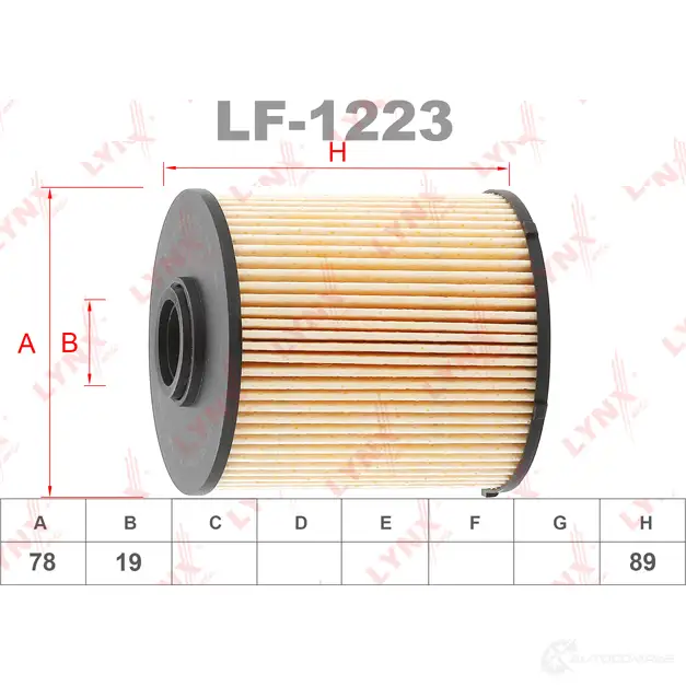 Топливный фильтр LYNXAUTO LF-1223 HY O5X3D 3649581 изображение 1