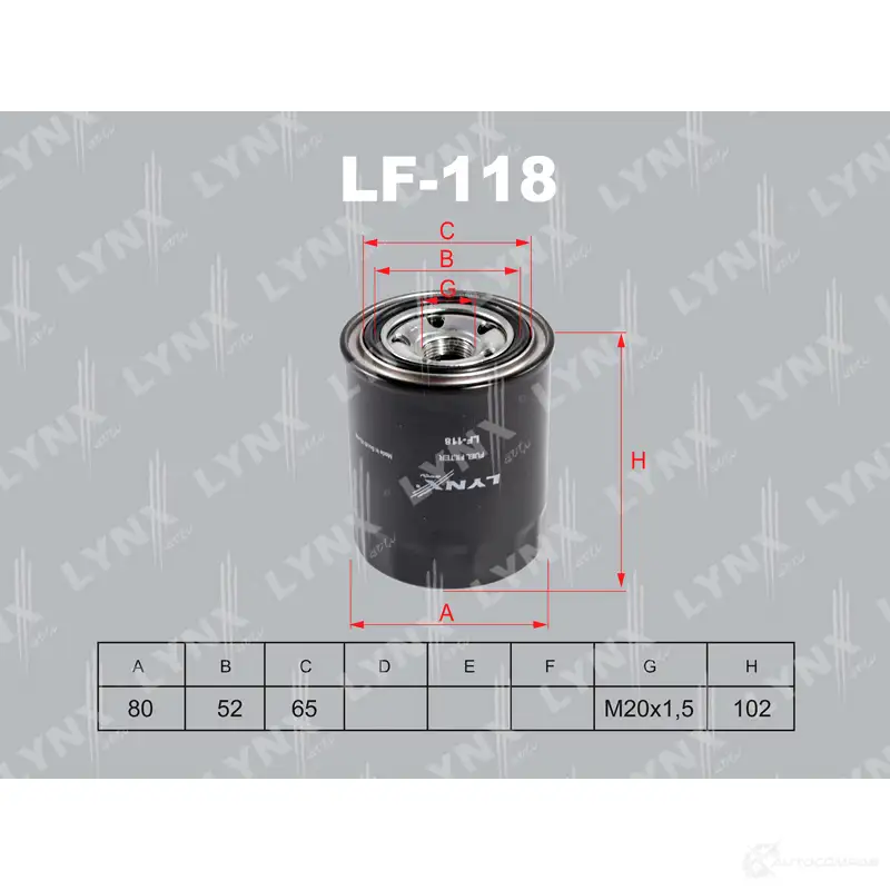 Топливный фильтр LYNXAUTO 4905601006436 3649562 LF-118 K2AJ P