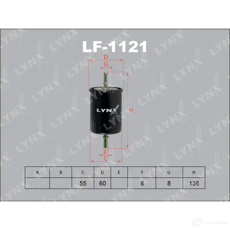 Топливный фильтр LYNXAUTO 3649544 LF-1121 N Q2FM7G 4905601006412 изображение 0