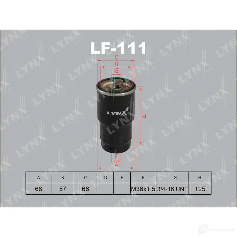 Топливный фильтр LYNXAUTO 4905601006399 Y9NT U 3649541 LF-111 изображение 0