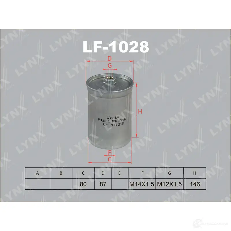 Топливный фильтр LYNXAUTO LF-1028 3649506 4905601012079 CG7F CYZ изображение 0