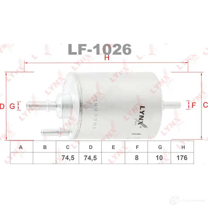 Топливный фильтр LYNXAUTO LF-1026 4905601033791 4 JAKC 3649504 изображение 0