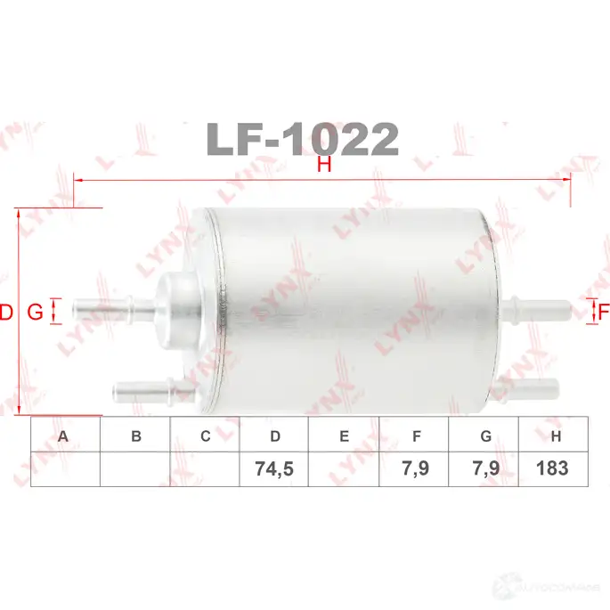 Топливный фильтр LYNXAUTO D 2Q7OZN 3649500 4905601033784 LF-1022 изображение 0