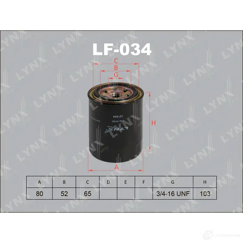 Топливный фильтр LYNXAUTO LF-034 0D 9UU 3649477 4905601006283
