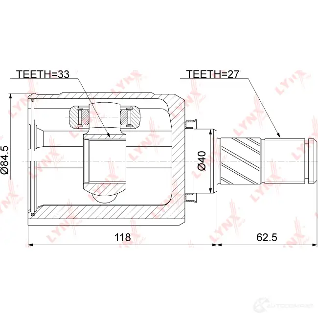 Шрус граната LYNXAUTO CI-3732 1268681681 N8T 0Q6V изображение 1