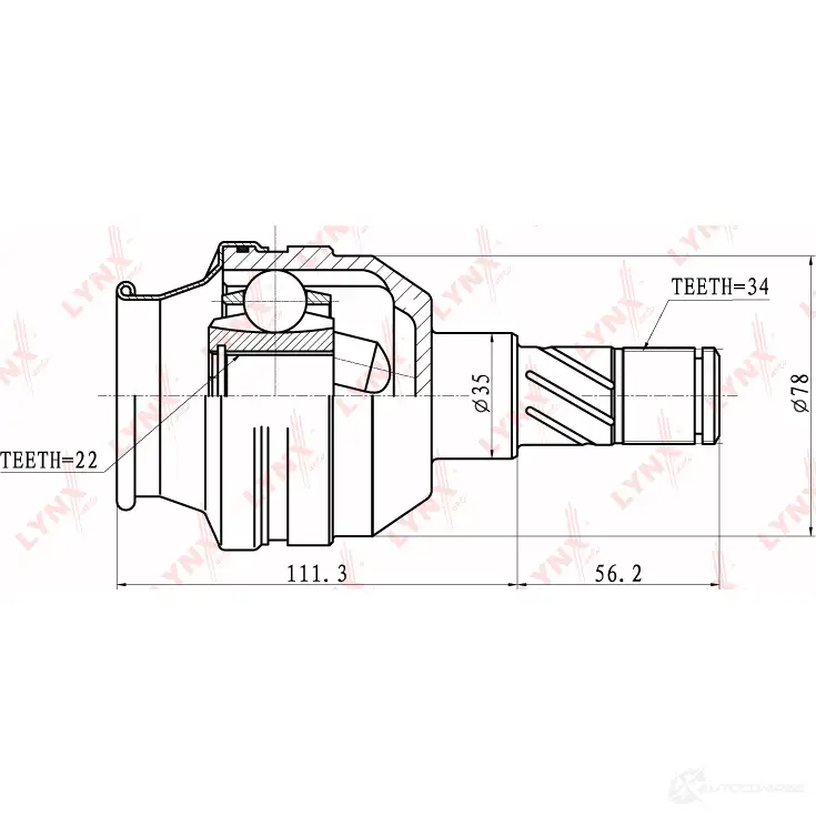 Шрус граната LYNXAUTO CI-1810 2B 6NK 4905601015605 3644682 изображение 1