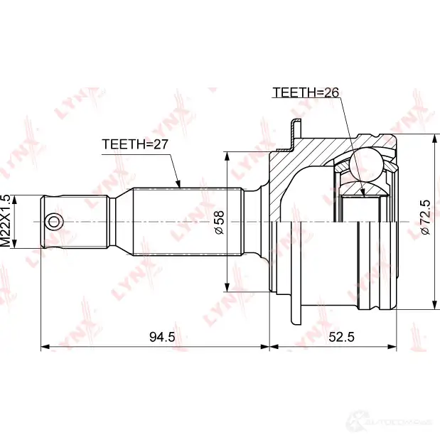 Шрус граната LYNXAUTO 1268688443 J 2WBJD CO-3867 изображение 1